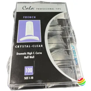 Cala Crystal Clear Nail Tips - 100ct Dramatic High C-Curve Half Well