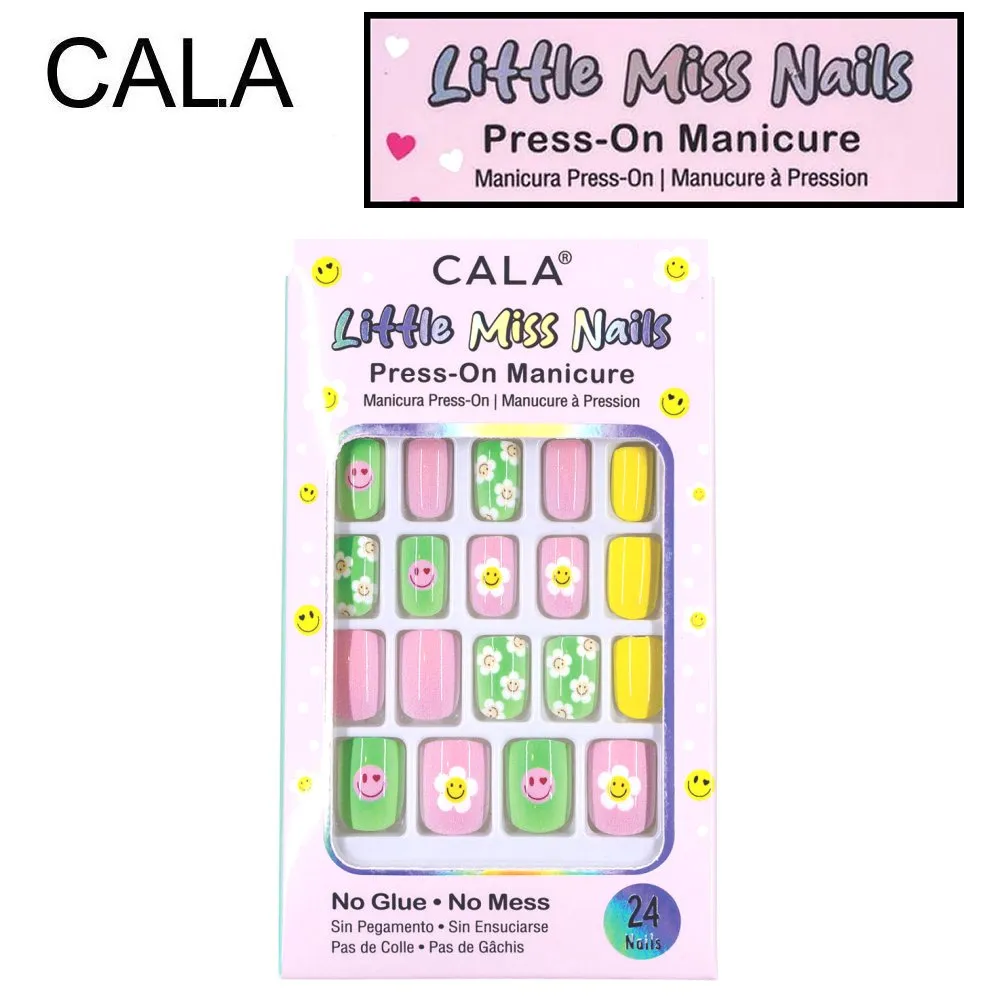 Cala Nail Tips, "Little Miss Nails" Press-On Manicure, Yellow/Green (87933)