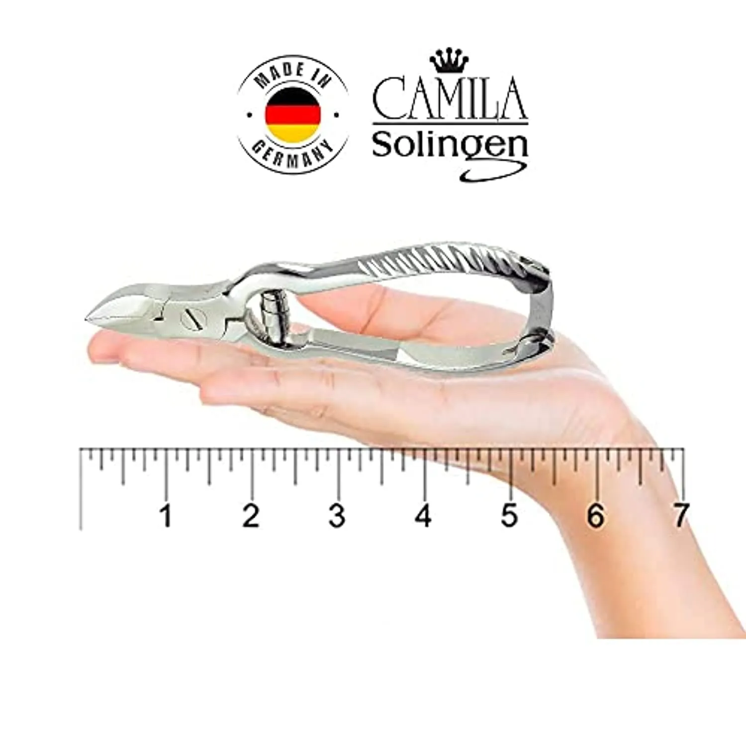 Camila Solingen CS13 Large Heavy Duty Toe Nail Clipper for Thick Toenails, Manicure & Pedicure, Double Barrel Spring. Super Sharp Trimmer Curved Stainless Steel 20mm Blade Made in Solingen, Germany