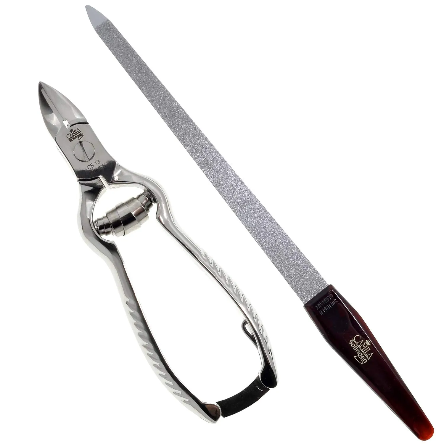 Camila Solingen CS13 Large Heavy Duty Toe Nail Clipper for Thick Toenails, Manicure & Pedicure, Double Barrel Spring. Super Sharp Trimmer Curved Stainless Steel 20mm Blade Made in Solingen, Germany