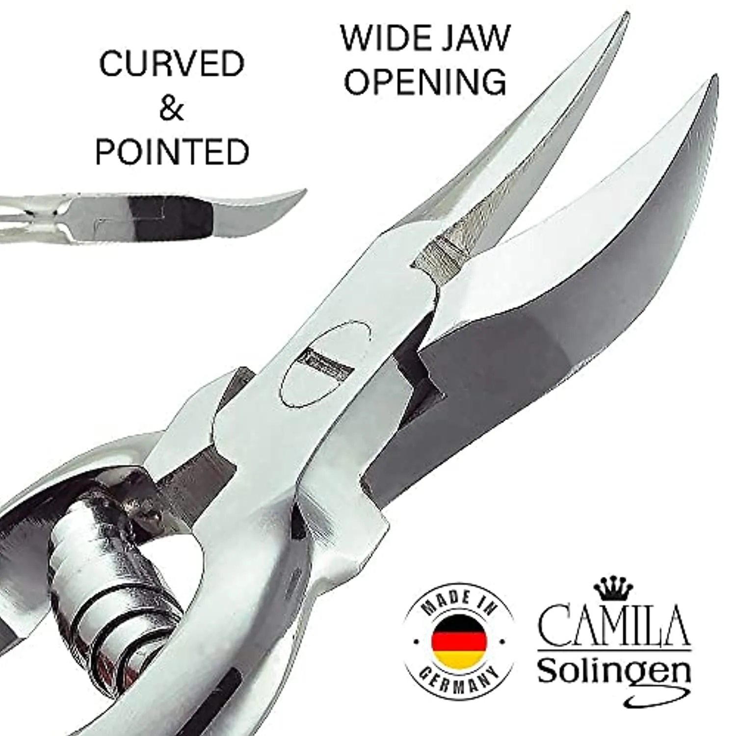 Camila Solingen CS13 Large Heavy Duty Toe Nail Clipper for Thick Toenails, Manicure & Pedicure, Double Barrel Spring. Super Sharp Trimmer Curved Stainless Steel 20mm Blade Made in Solingen, Germany