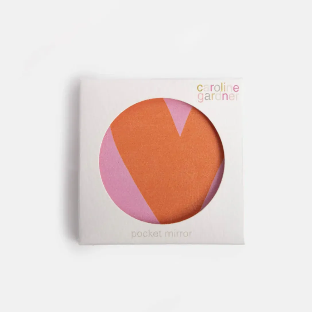 Caroline Gardner Colourblock Heart Square Pocket Mirror