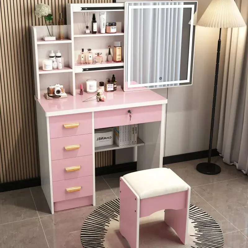 Castle Vanity Desk with Lighted Mirror