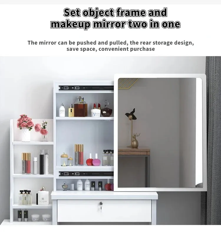 Castle Vanity Desk with Lighted Mirror