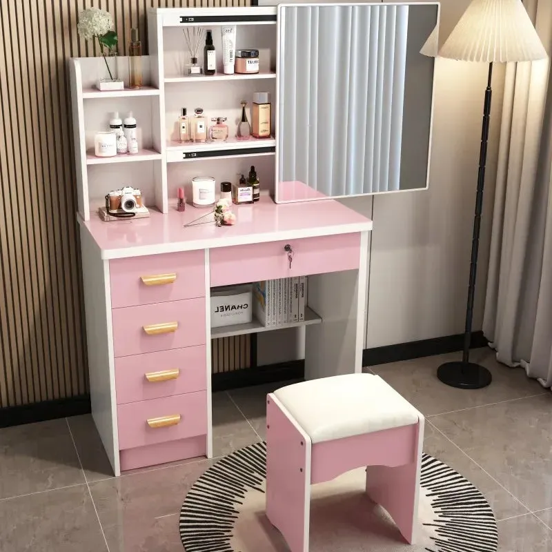 Castle Vanity Desk with Lighted Mirror