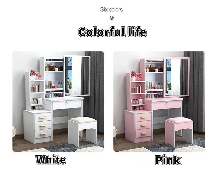 Castle Vanity Desk with Lighted Mirror