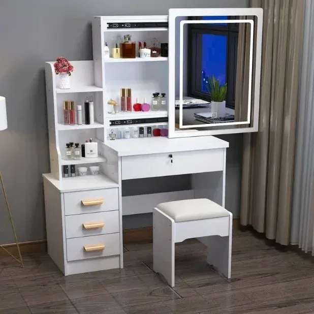 Castle Vanity Desk with Lighted Mirror