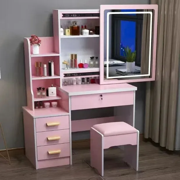 Castle Vanity Desk with Lighted Mirror