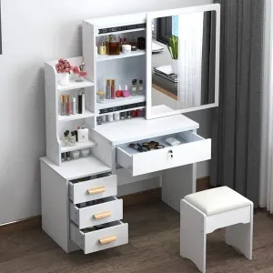 Castle Vanity Desk with Lighted Mirror