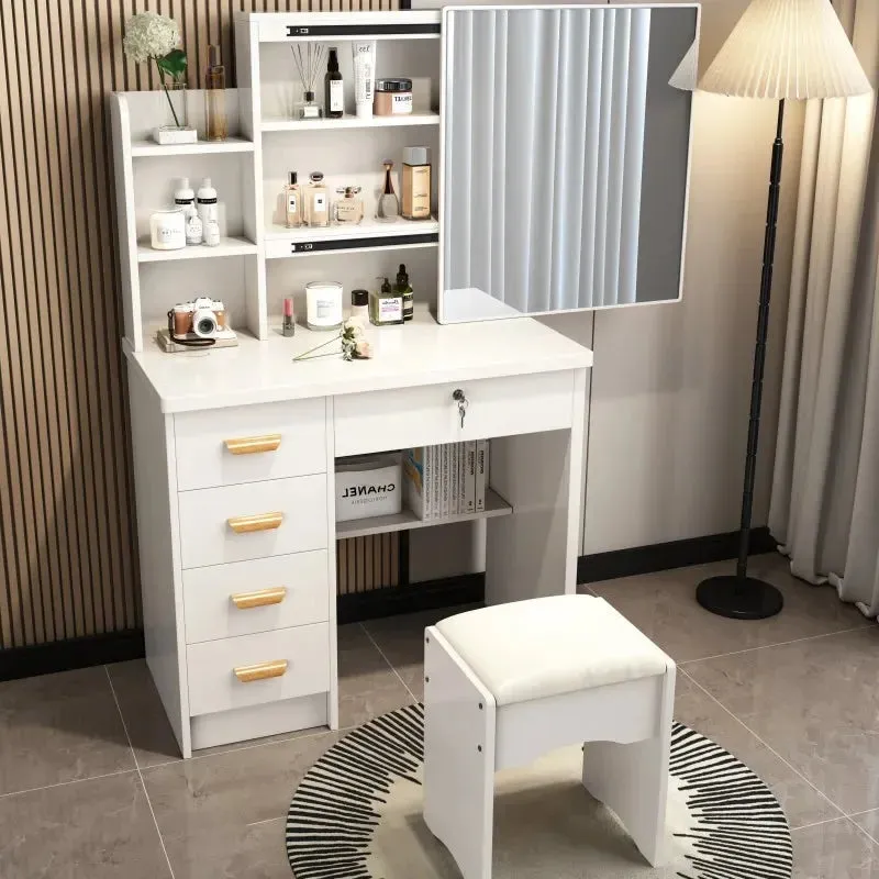 Castle Vanity Desk with Lighted Mirror