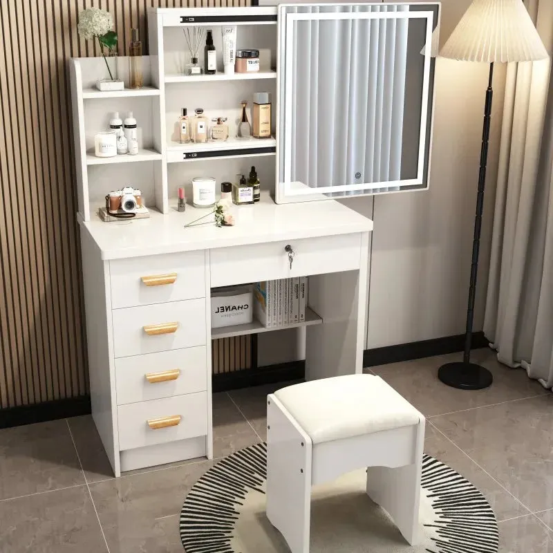 Castle Vanity Desk with Lighted Mirror