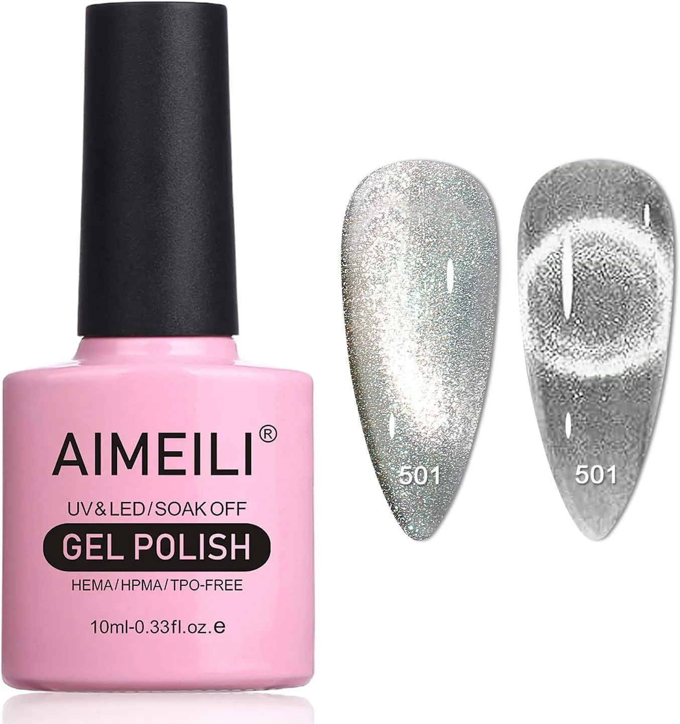 Cat Eye Glitter Nail Silver (501)-10ml