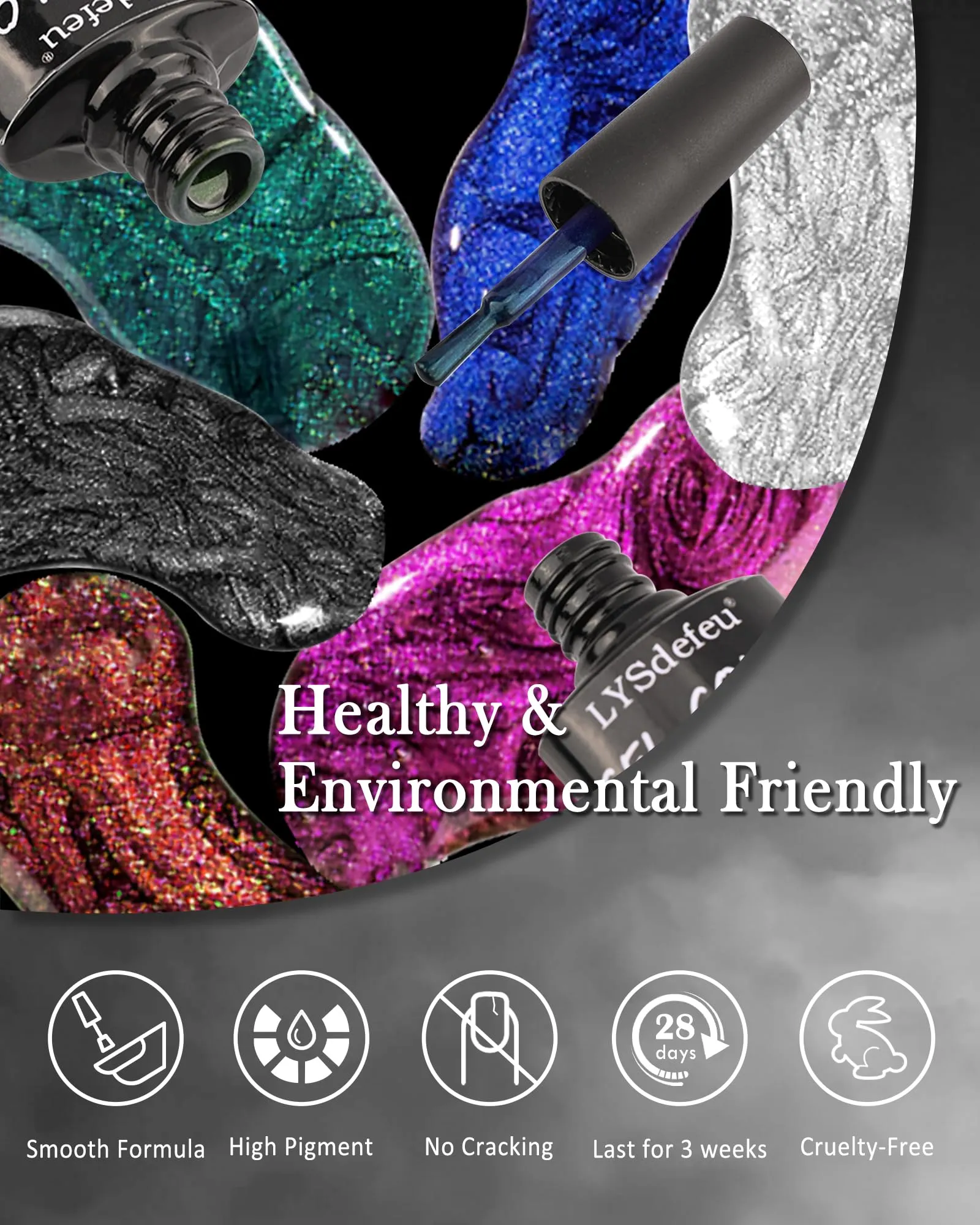 Cat Eye Nail Gel Polish Set, 2x8ml Crystal Holographic Soak Off Magnetic Gel Polish Set with Magnet, Glitter Reflective Shimmer Green Dark Blue French Gel Polish for Nail Art Manicure Salon DIY-05 10
