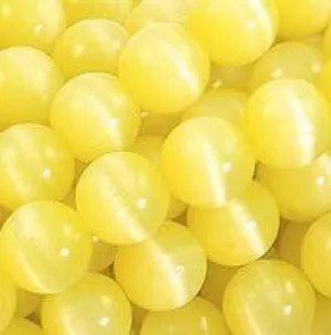 Cat's Eye Round Bead Yellow 6mm