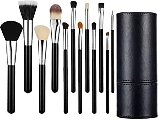 CFSNCM 12pcs Professional Makeup Brushes Set Foundation Big Loose Powder Contour Eyeshadow Eyeliner Eyebrow with Black Cylinder