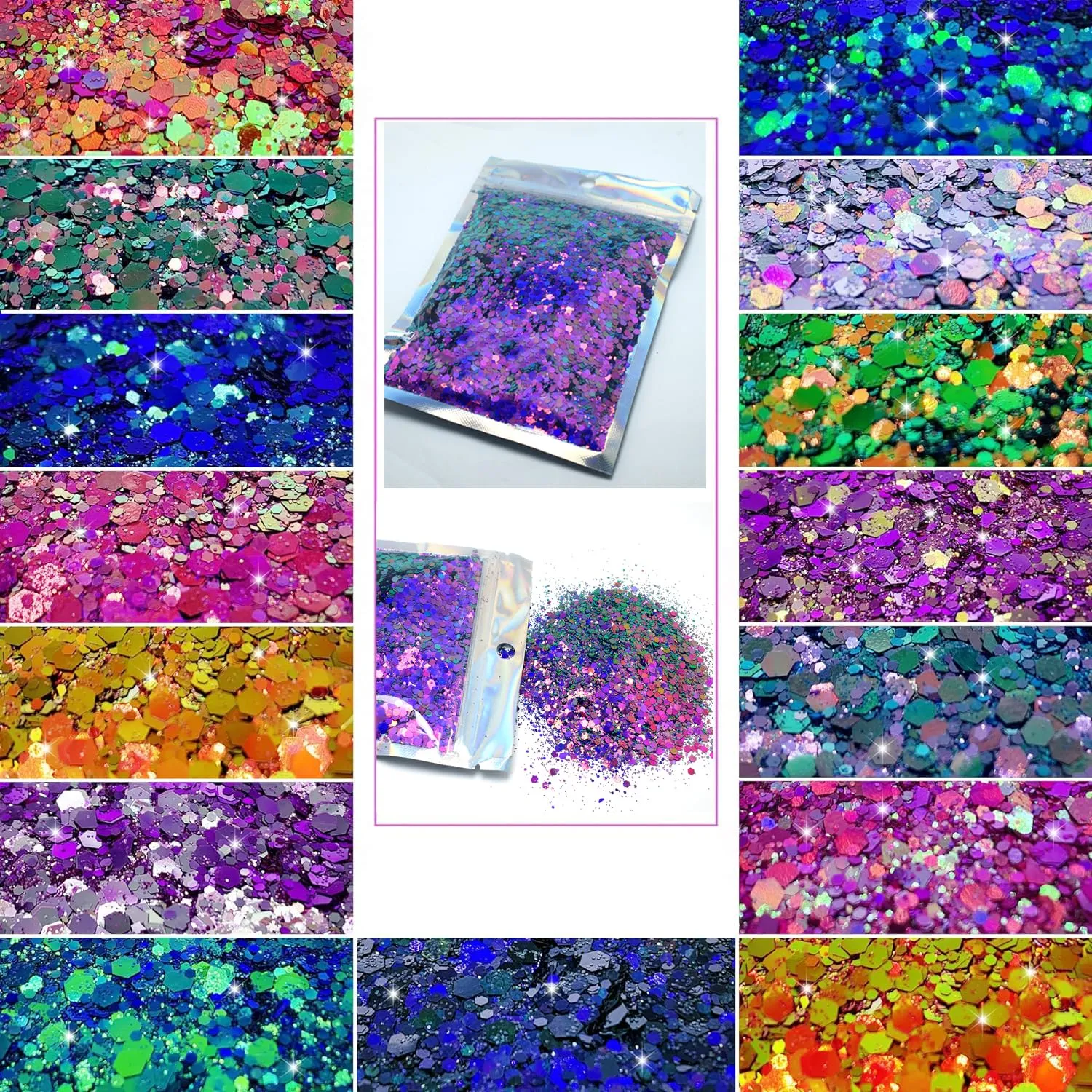 Chameleon Glitter, Foluvinzzis 60g Bagged Color Shift Glitter Powder, Chameleon Multichrome Solvent Resistant Nail Glitter, Resin Glitters Craft Glitter Resin Glitters(60g-color1)