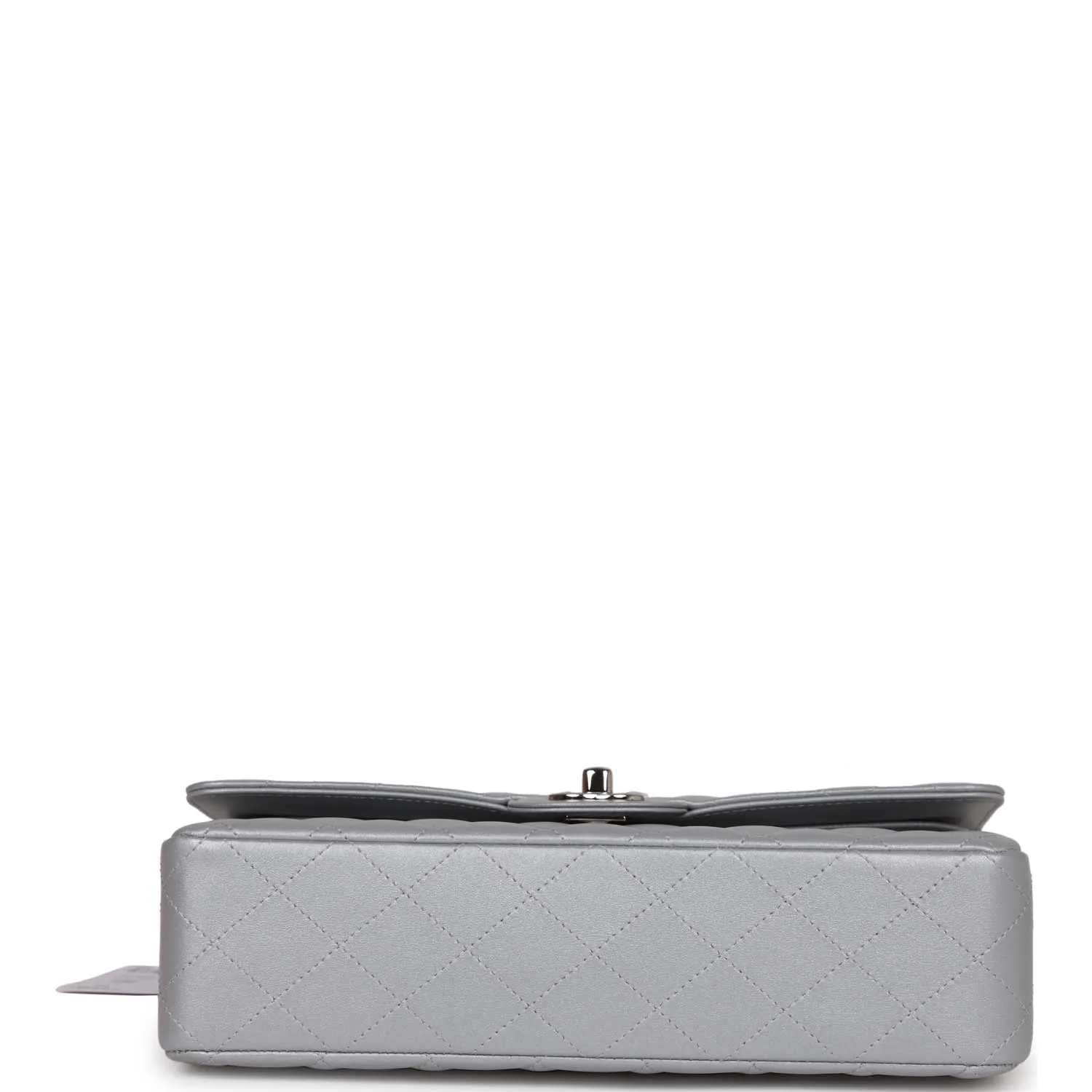 Chanel Medium Classic Double Flap Bag Silver Metallic Lambskin Silver Hardware
