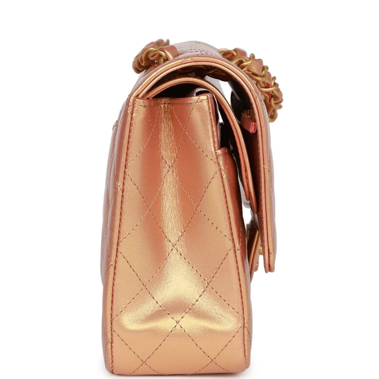Chanel Medium Classic Flap Bag Metallic Iridescent Gold Calfskin Antique Gold Hardware