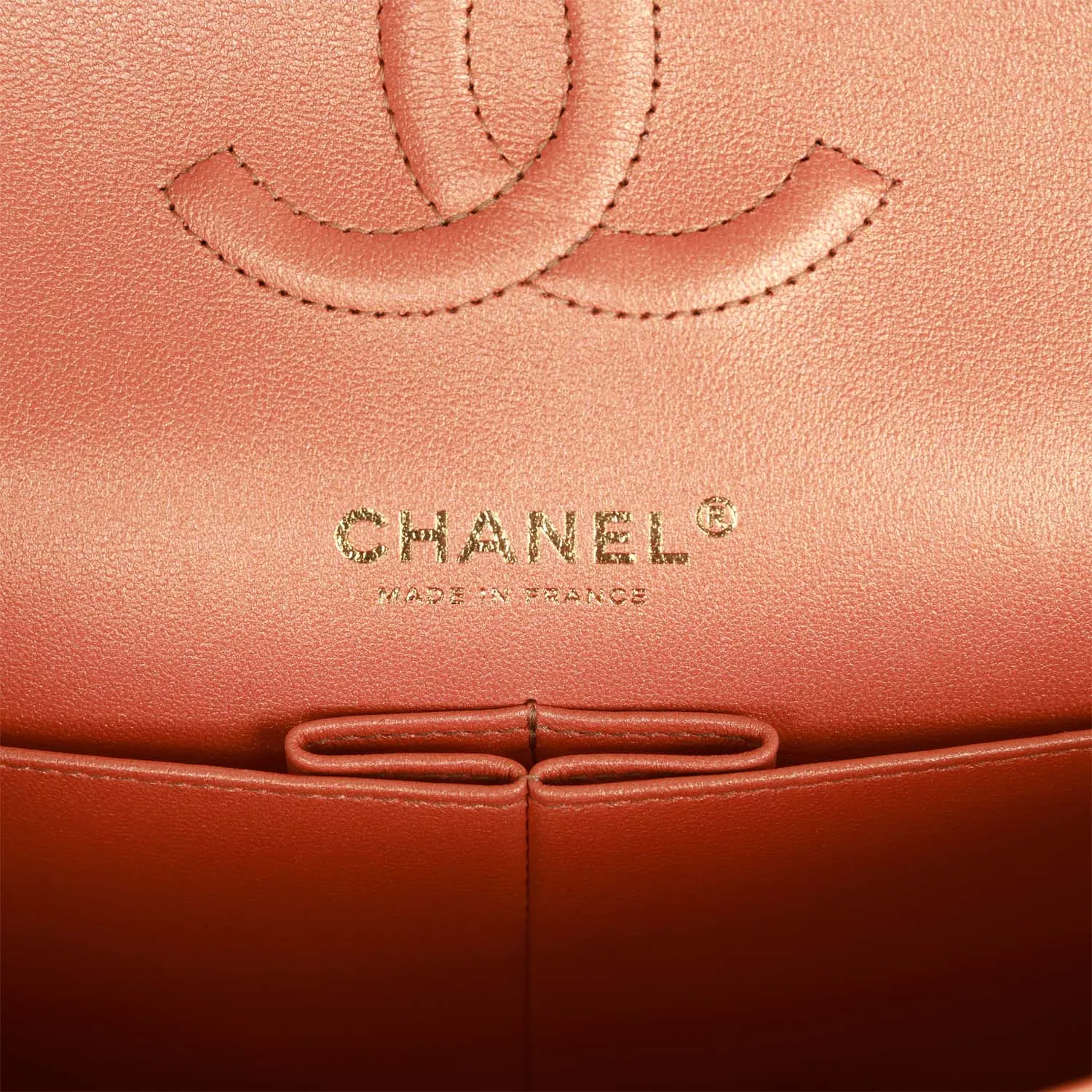 Chanel Medium Classic Flap Bag Metallic Iridescent Gold Calfskin Antique Gold Hardware
