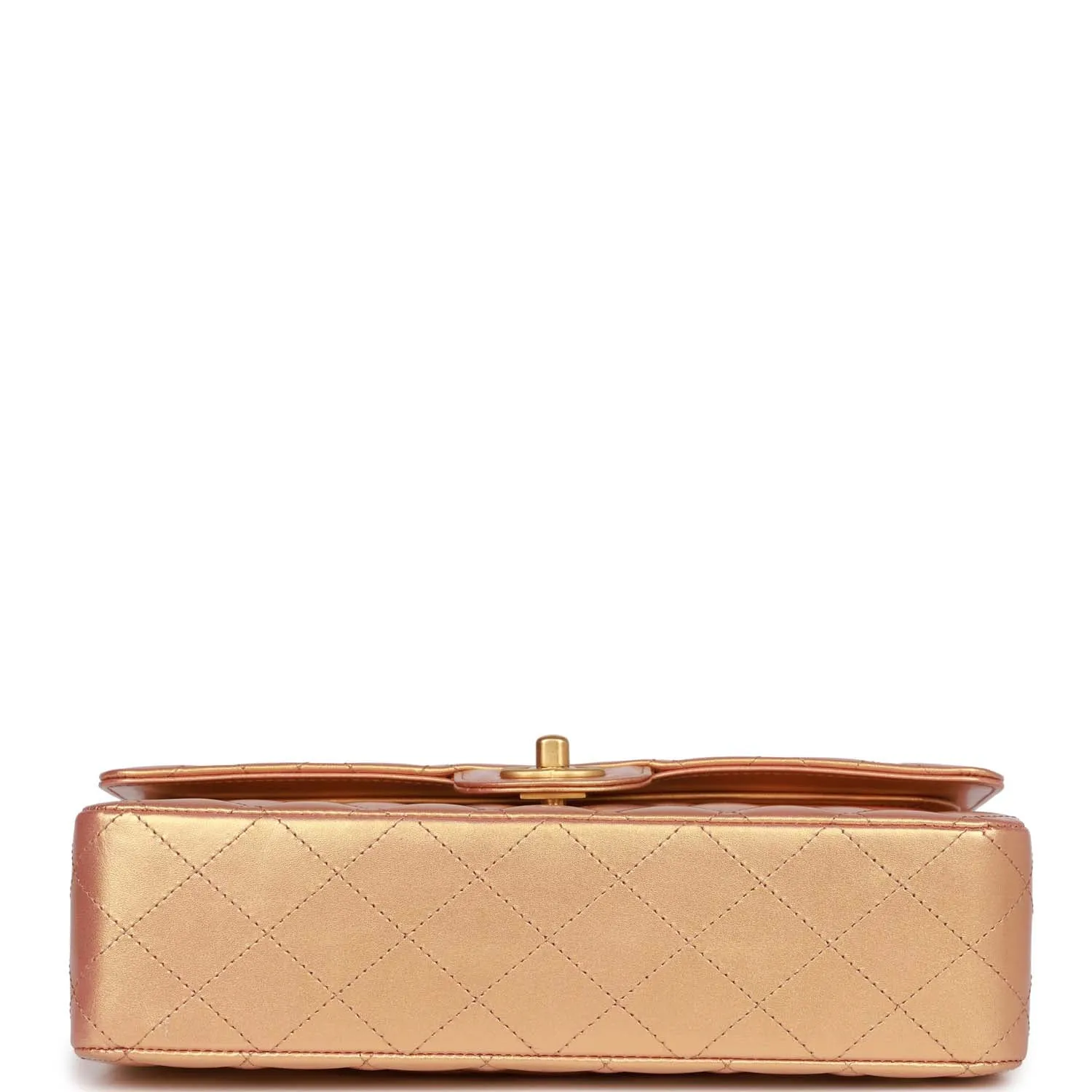 Chanel Medium Classic Flap Bag Metallic Iridescent Gold Calfskin Antique Gold Hardware