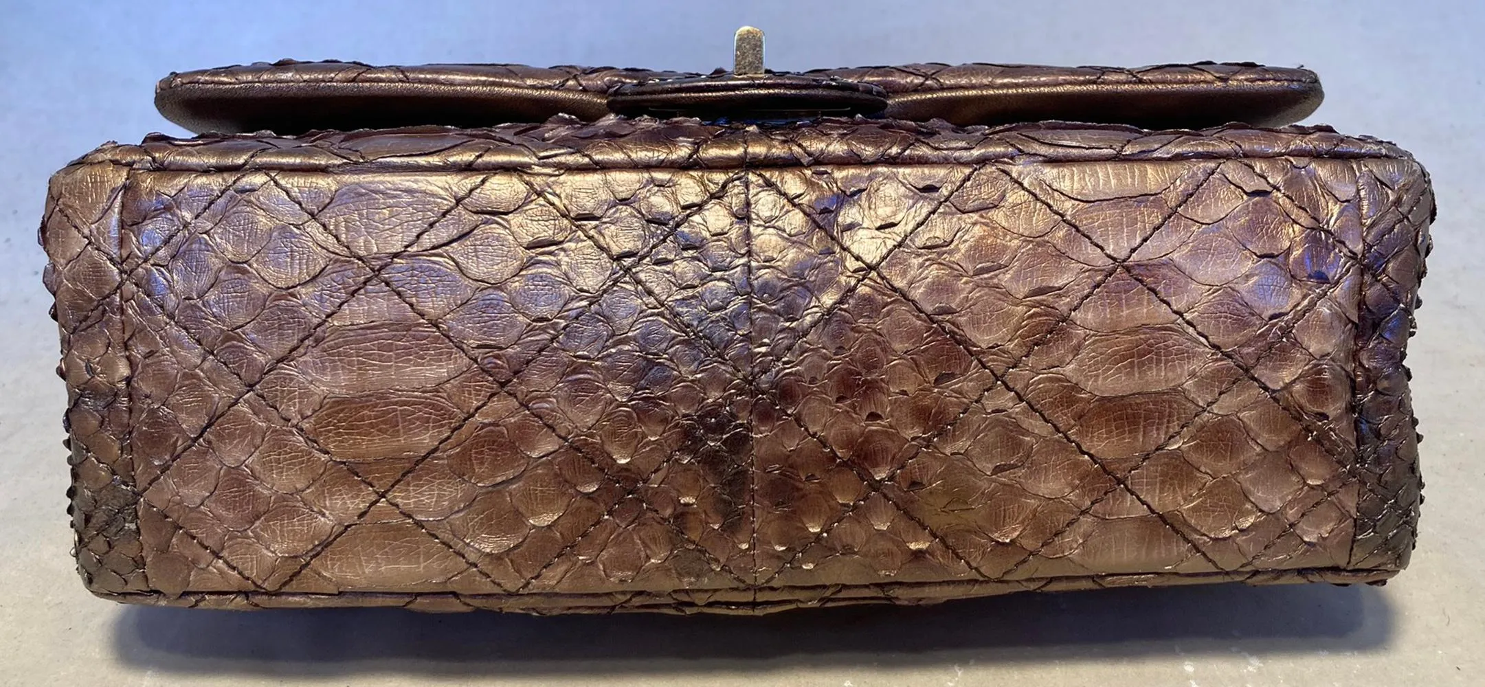 CHANEL RARE Metallic Copper Python 2.55 Double New Classic