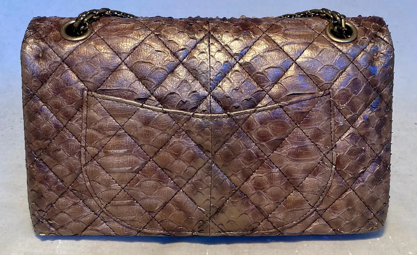 CHANEL RARE Metallic Copper Python 2.55 Double New Classic