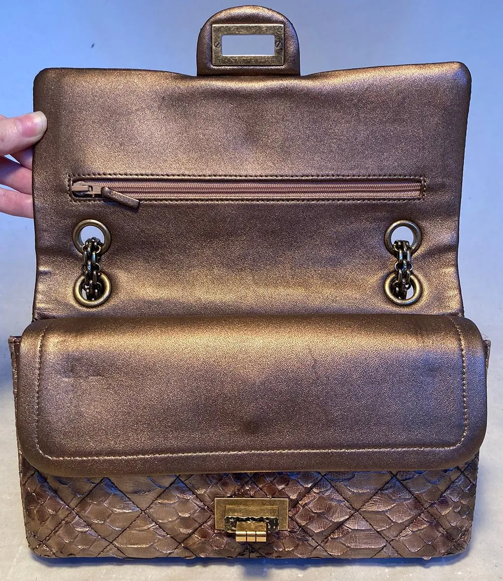 CHANEL RARE Metallic Copper Python 2.55 Double New Classic