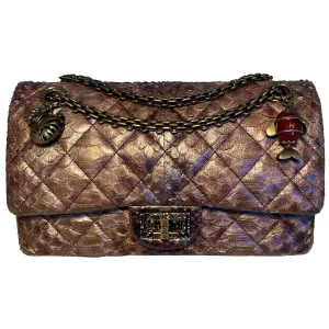 CHANEL RARE Metallic Copper Python 2.55 Double New Classic