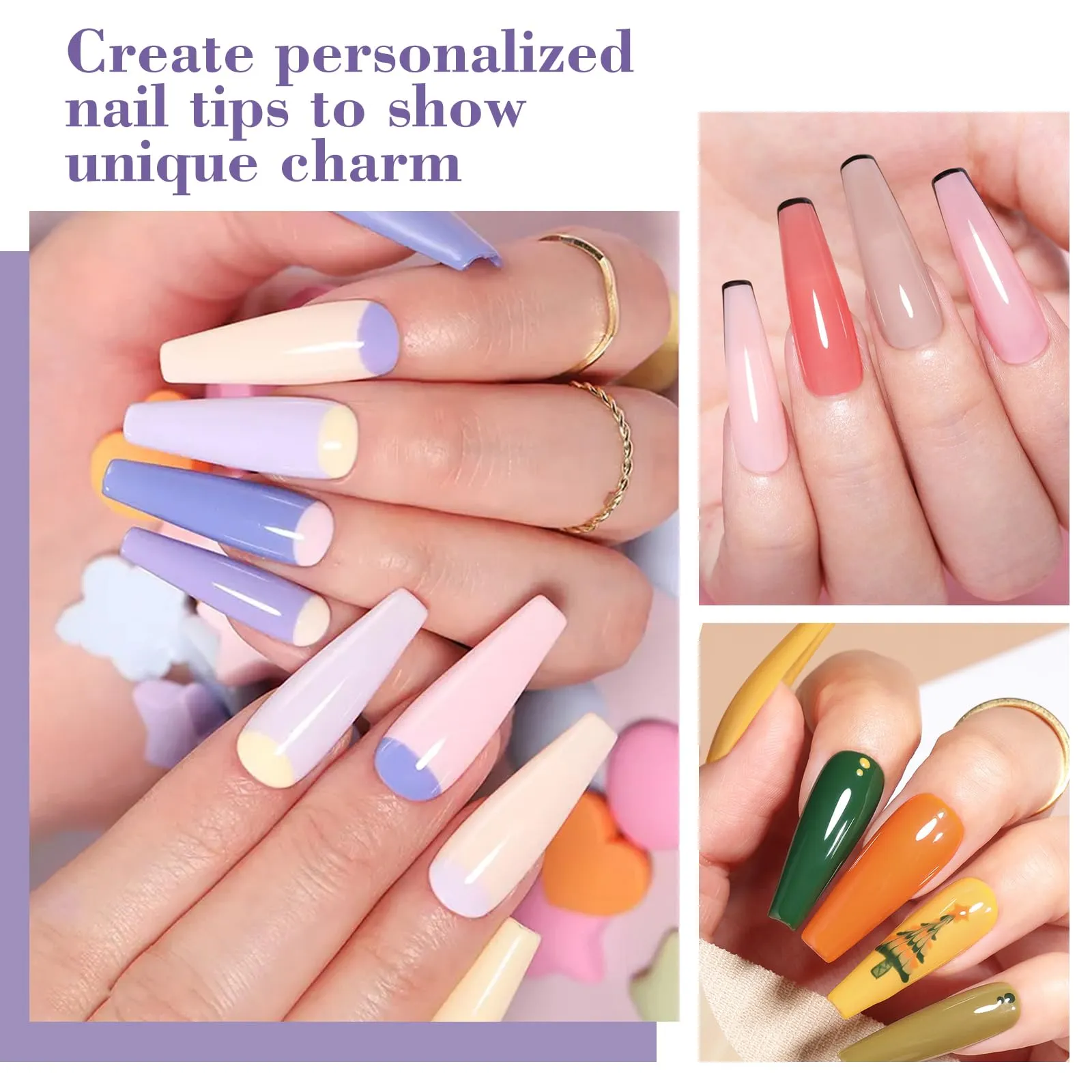 Clear Coffin Nail Tips, Gel Nail Tips for Acrylic Nails Professionalï¼?40PCS XL Nail Tips Half Matte Full Cover Ballerina Press on Nail Tips, Slightly C Curve French Nail Tips Use for Nail Extension