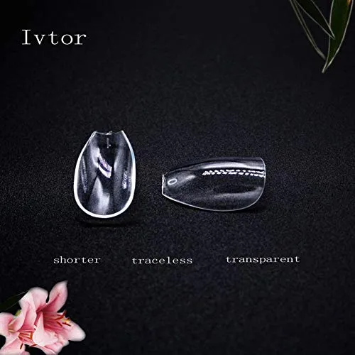 Clear Fake Nails，Traceless Acrylic Nail Tips，Ivtor Half Cover Square False Nail With Case for Women Nail Art DIY at Home 500Pcs