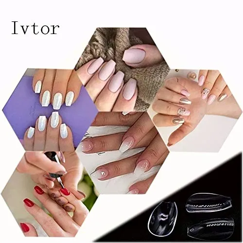 Clear Fake Nails，Traceless Acrylic Nail Tips，Ivtor Half Cover Square False Nail With Case for Women Nail Art DIY at Home 500Pcs