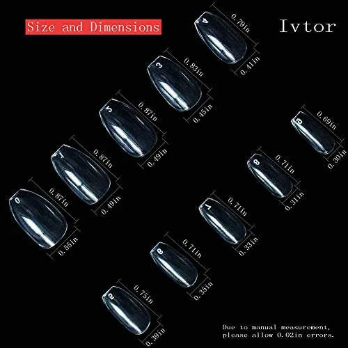 Clear Fake Nails，Traceless Acrylic Nail Tips，Ivtor Half Cover Square False Nail With Case for Women Nail Art DIY at Home 500Pcs