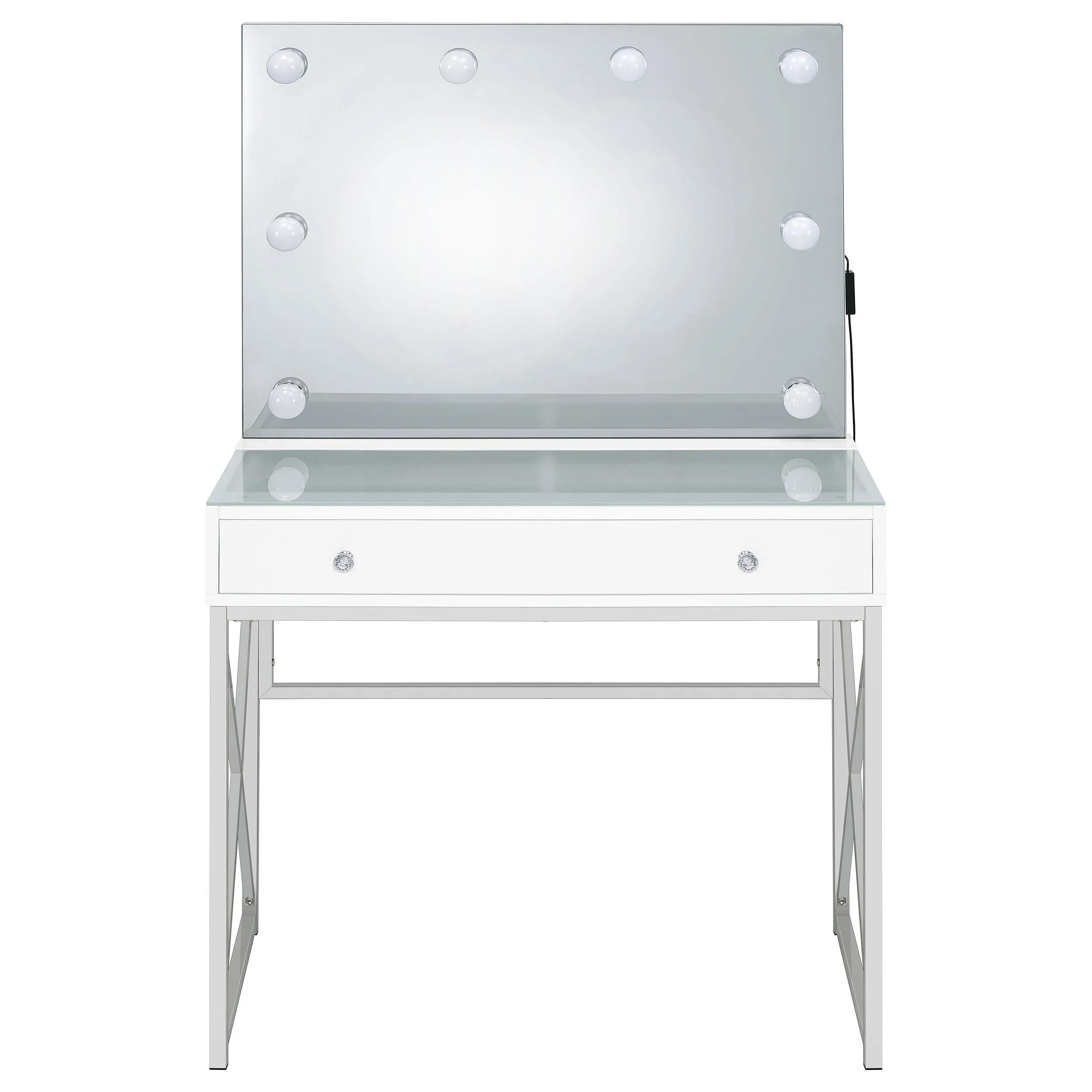 Coaster Furniture Eliza 936164 2-piece Vanity Set with Hollywood Lighting - White/Chrome