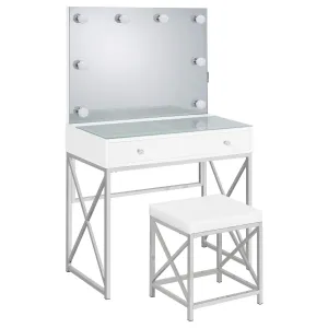 Coaster Furniture Eliza 936164 2-piece Vanity Set with Hollywood Lighting - White/Chrome
