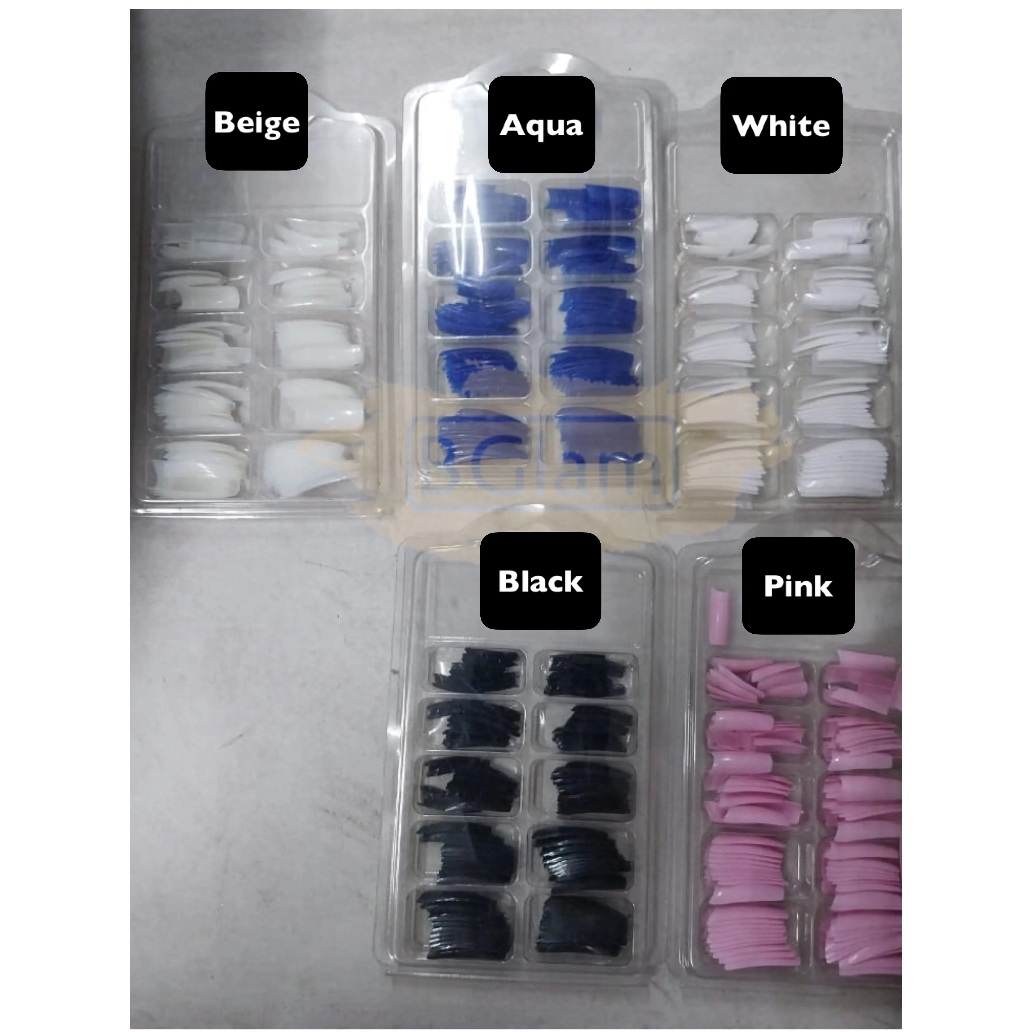 Colored Half Cover French Nail Tips 100 pcs - Beige