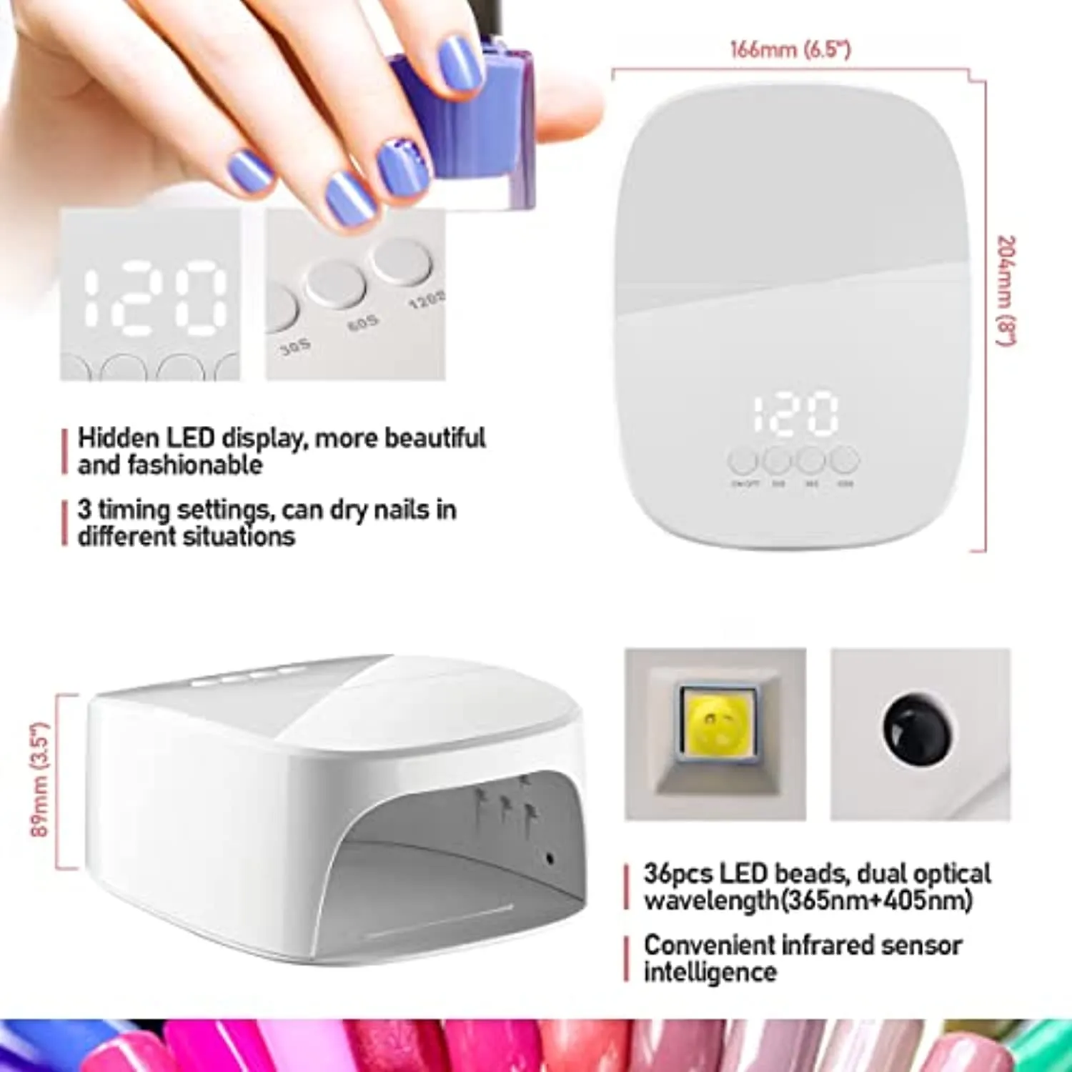 Cordless UV Led Nail Lamp, BETE 60W Rechargeable UV Light for Nails Wireless Led Nail Dryer with USB Port for Charging Phone and Nail Drill, Professional Nail Lamp for Gel Nail Polish