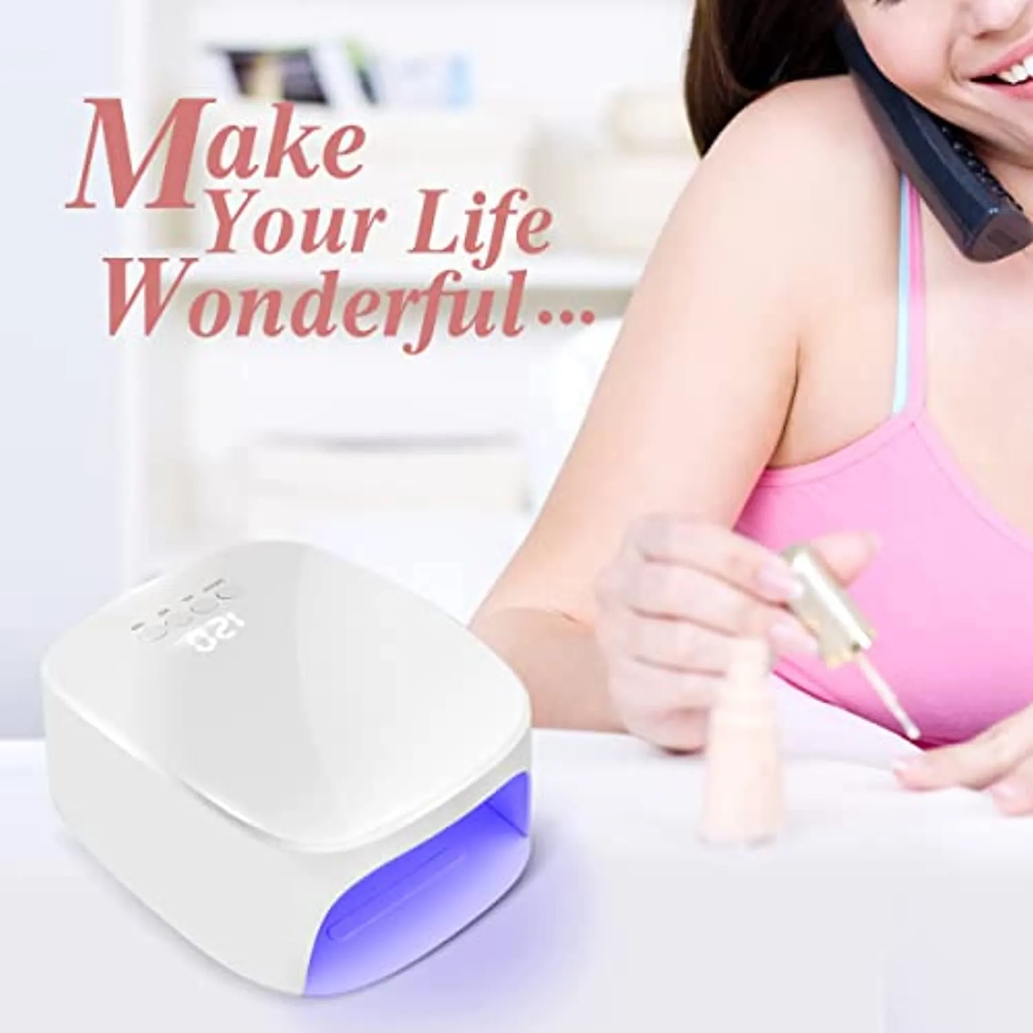 Cordless UV Led Nail Lamp, BETE 60W Rechargeable UV Light for Nails Wireless Led Nail Dryer with USB Port for Charging Phone and Nail Drill, Professional Nail Lamp for Gel Nail Polish