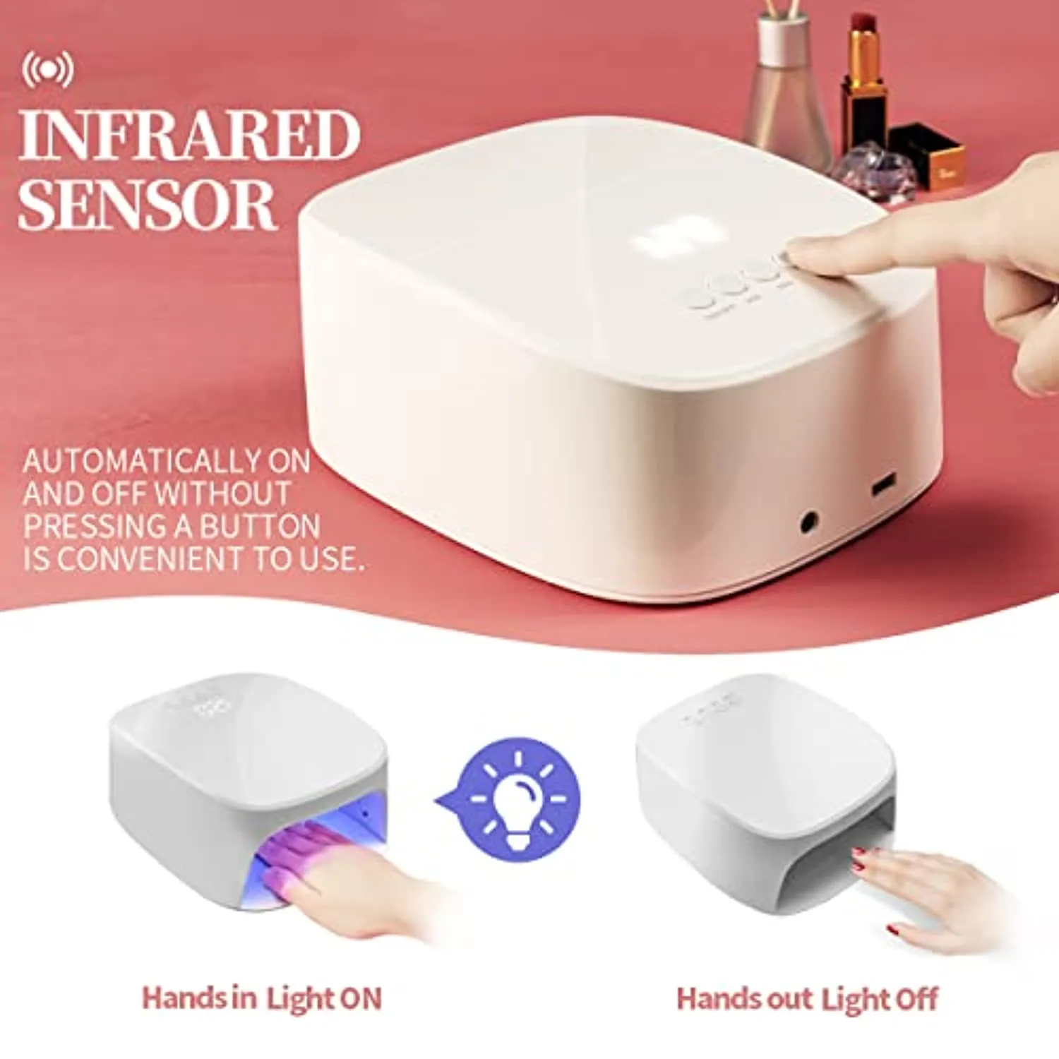 Cordless UV Led Nail Lamp, BETE 60W Rechargeable UV Light for Nails Wireless Led Nail Dryer with USB Port for Charging Phone and Nail Drill, Professional Nail Lamp for Gel Nail Polish