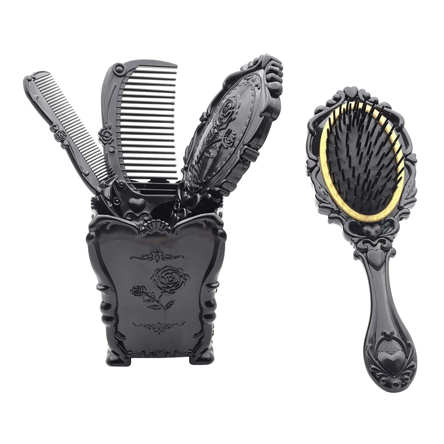 Cosmetic Hair Combs Brush   Mirror | Set of 5