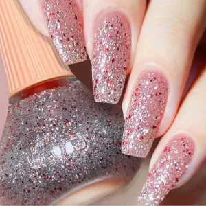 COSMOO Diamond Glitter Nail Polish, 12ml Shiny Galaxy Glitter Quick Dry Nail Lacquer for Nail Art Varnish, 0.41 fl oz
