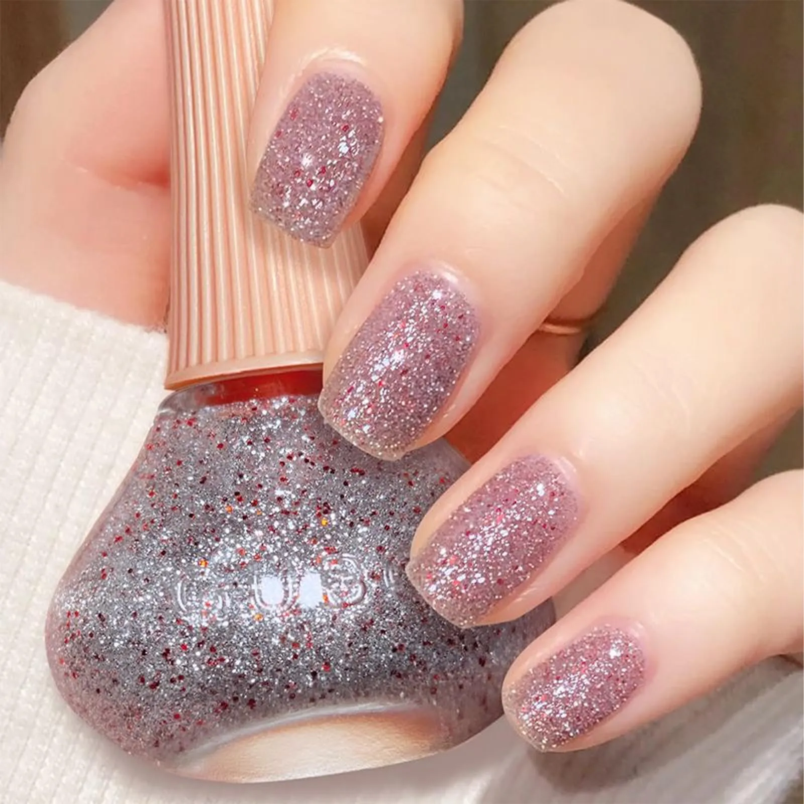 COSMOO Diamond Glitter Nail Polish, 12ml Shiny Galaxy Glitter Quick Dry Nail Lacquer for Nail Art Varnish, 0.41 fl oz