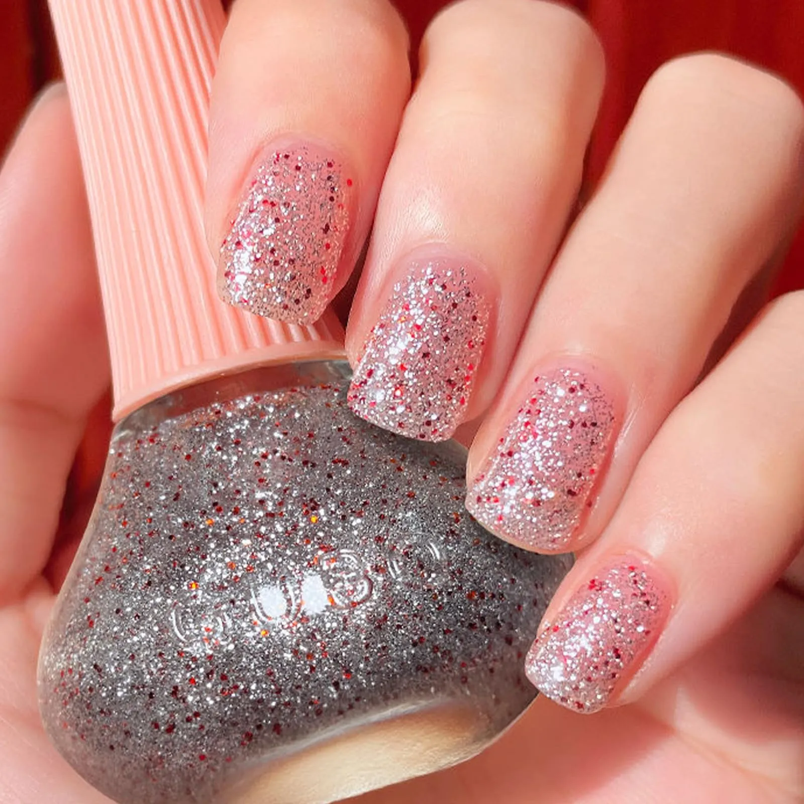 COSMOO Diamond Glitter Nail Polish, 12ml Shiny Galaxy Glitter Quick Dry Nail Lacquer for Nail Art Varnish, 0.41 fl oz