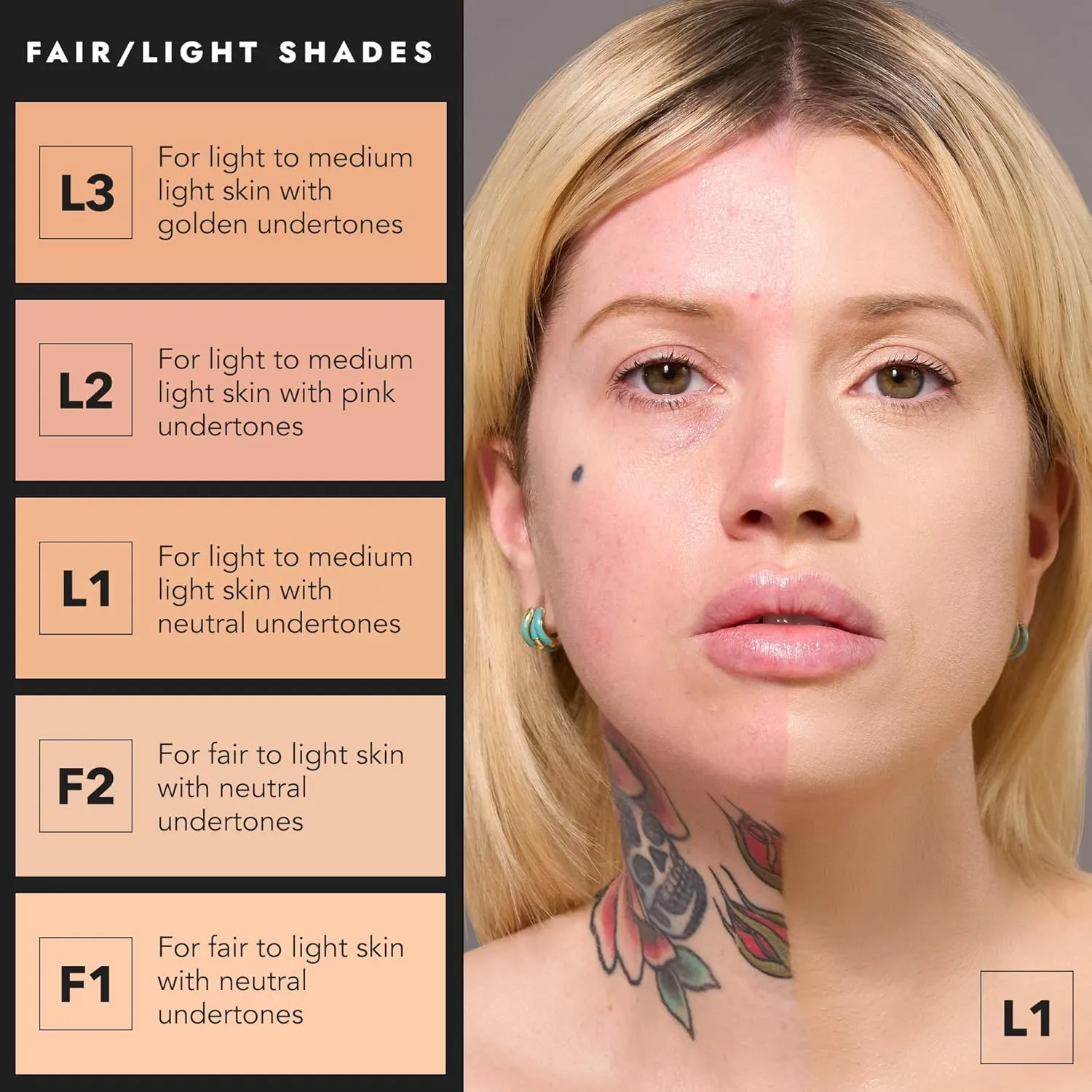 COVER FX Total Cover Cream Foundation - Shade L1 - Buildable Coverage - Natural Finish - Oil-Free - Sweat-Proof