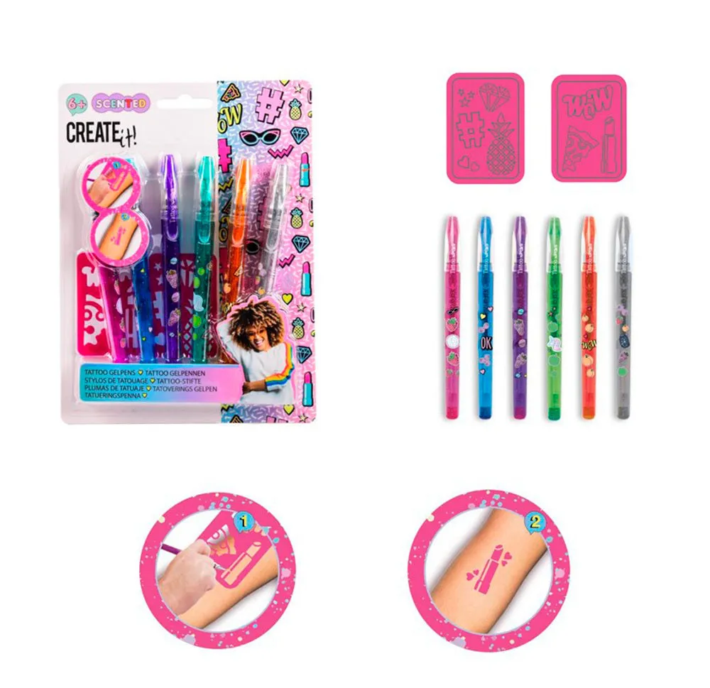 CREATE IT TATTOO PERFUME PEN 6X   2 STENCILS DISP