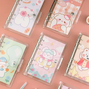 Cute Cartoon Transparent Cover Loose-Leaf Journal Notebook - 7.5 × 4.9 inches