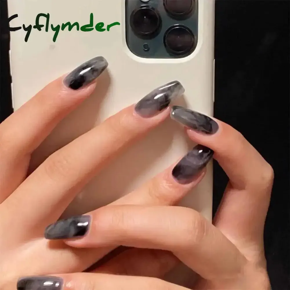 Cyflymder 24Pcs/Set Fake Nails With Glue Full Cover Nail Tips Press On Med Nails DIY Manicure Oval Head False Nails Pink Almond Artificial