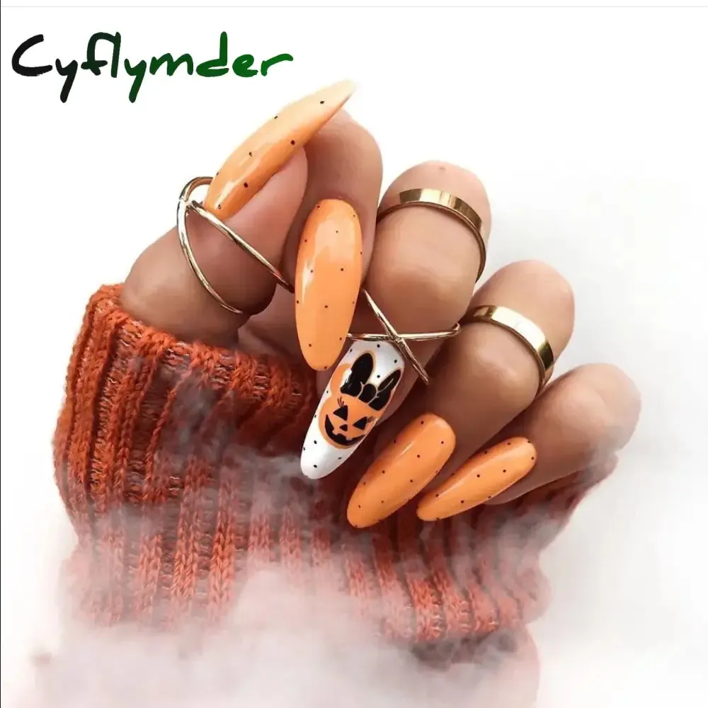 Cyflymder 24Pcs/Set Fake Nails With Glue Full Cover Nail Tips Press On Med Nails DIY Manicure Oval Head False Nails Pink Almond Artificial