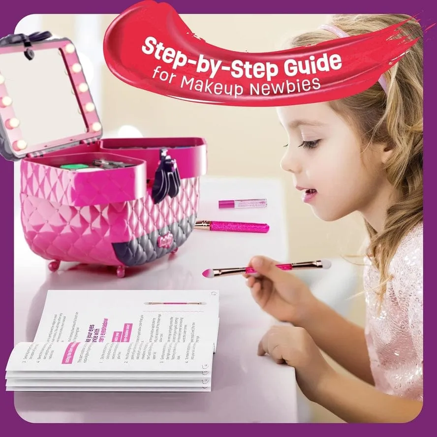 Dan&Darci Light Up Makeup Kit For Kids, Real Girls Make Up Set