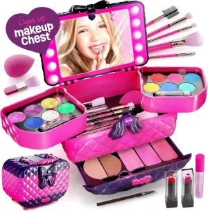 Dan&Darci Light Up Makeup Kit For Kids, Real Girls Make Up Set
