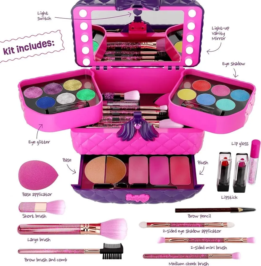Dan&Darci Light Up Makeup Kit For Kids, Real Girls Make Up Set